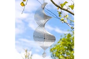 JOGNEE Metal Spiral Oval Wind Spinner, 3D Wind Chime, 360° Spinner Hanging Sign Tree Pendant Suncatcher for Outdoor Living Room Window Corridor Yard Decoration