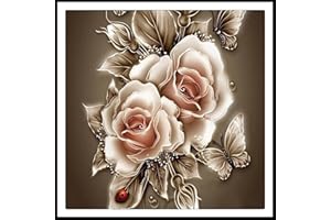 SYMON Juego de punto de cruz preimpreso, mariposas y flores, paquetes de punto de cruz de 11 ct, imágenes de bordado preimpresas, punto de cruz para decoración del hogar, 40 x 50 cm