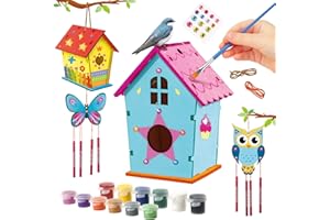 Byncceh 2 Pezzi Kit Casetta Uccelli in Legno, fai da te per bambini, Lavoretti Creativi Costruire Giocattoli, Regalo di compleanno di Natale per ragazze ragazzi
