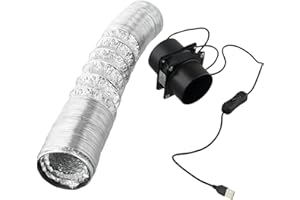 Für FACULX Premium-Rauchabsauger, effizienter USB-Löt-Rauchabsorber, ESD-Abluftventilator, für Luftzirkulation, Inline-Kanalventilator (Lüfter plus 6 m Rohr)