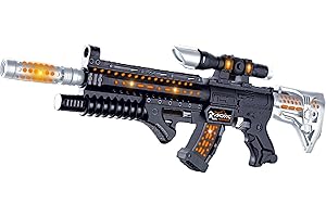 TACTIPRO Toy Gun for kids great for Police Costume accessories, Army Soldier Military space, fancy dress pretend. Durable plastic toy Gun rifle emits sounds lights, movement & projects images for hours of fun