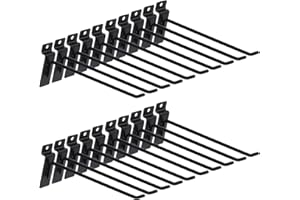 Keadic 20Pcs 8” Slatwall Hooks Set Heavy Duty Slat Wall Shelf Brackets Hanging Hook Pegboard Gridwall Panel Hook for Garage Shop Retail Display and Organization (Black)