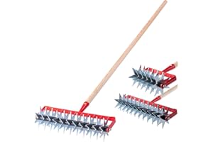 KADAX Fresa de jardín de metal con 12 estrellas y mango de madera, colector y cultivador para césped, malas hierbas y suelo