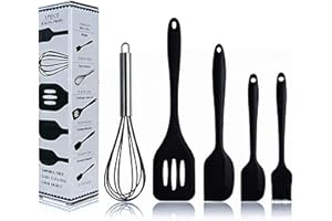 OUSDRA Juego de 5 Espátulas de Silicona para Cocina, Antiadherentes, Resistentes al Calor, Flexibles, Perfectas para Mezclar, Hornear y Cocinar - Utensilios de Cocina de Grado Alimenticio