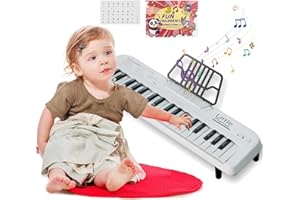 NORKBENG Clavier de Piano Blanc pour Enfants, Instrument Portable à 37 Touches pour Filles et Garçons âgés de 2 3 4 5 Ans,Jouets Musicaux Éducatifs et Sonores, Cadeaux d'anniversaire et de Noël