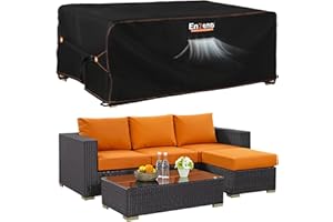 Enzeno Housse Salon de Jardin Exterieur avec évent, 420D Oxford Tissu Bâche Protection Table Chaise Meubles pour Canapé Couvrir Mobilier Imperméable, Résistance au Vent, Anti-UV(220x120x74cm)