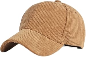 GIBZ Casquette de Baseball Classique Unisexe, Chapeau en Velours Côtelé Réglable avec Bord Incurvé, pour Sport de Plein Air, Brun