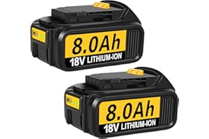 AICIPOW 2 Packs 8.0Ah Replacement for Dewalt Battery Compatible with Dewalt Battery 18v Lithium Ion, Compatible with Dewalt 18v Battery DCB184 DCB200 DCB180 DCB181 DCB182 with Led Light