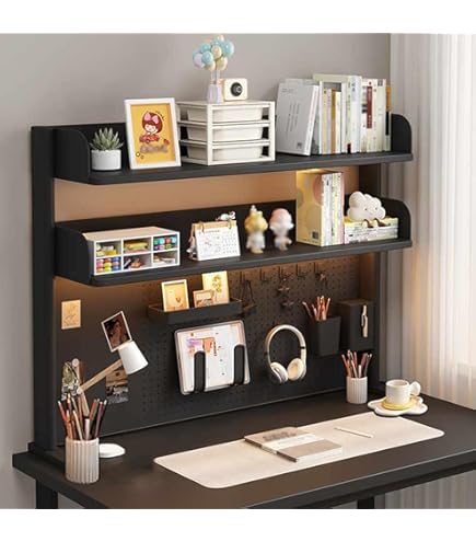 COSTWAY 2-Tier Desktop Bookshelf, Home Office Countertop Storage Hutch - View #5