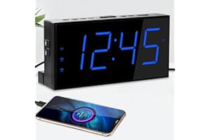 MESQOOL Despertador Digital, Reloj de Mesa con Pantalla LED, 5 Niveles de Brillo y 4 Niveles de Volumen, 2 despertadores, función de repetición, 12/24 Horas