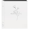 Lanpn Wedding Photo Album 6x4 600 Pocket Photos Slip in, Linen Cover Large Capacity Newlywed Marriage Album Hold 600 Portrait Landscape Photos (Flower, White)