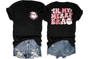 VVNTY Christmas T Shirts Women Xmas Snowflake Print Shirt in My Merry Era Graphic Short Sleeve Tees