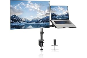 suptek Soporte Monitor y Portatil para Pantallas de LED LCD de 13-27 Pulgadas PC y hasta de 17 Pulgadas Portatil Ordenador, Ajustable en Altura, Inclinable y Giratorio, VESA 75/100 mm - MD6432TP004