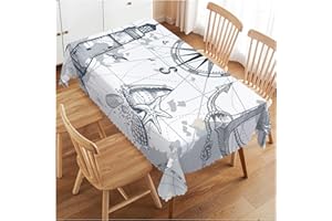 Walmsco Tablecloth Compass Lighthouse Starfish Decor For Dining Room Kitchen Rectangular Table Cover 132 * 178cm