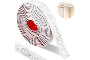 ZTOWOTO 500 * 3.6cm Moulure Murale Autocollant,3d Vintage Pattern Moulure Decorative, Flexible Moulure Plafond Waterproof, Moulure Adhesive For Mirror Frame，Home Decoration（White-Silver Pattern）