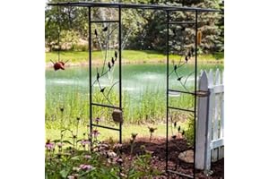 Garden Mile 2m Extra Large Metal Garden Arch - Bird Feeders Hanging Station And Trellis For Climbing Plants - Heavy Duty Metal Arch For Garden Decorations Outdoor Pergola And Arbours