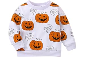 TCWWBB Kinder Jungen Halloween Sweatshirt Pullover Langarm Baumwolle Kürbis Skelett Winter Oberteile 1-7 Jahre 92 98 104 110 116 122