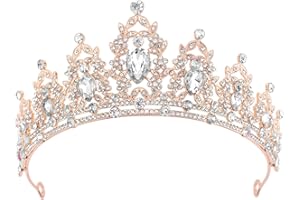 DRESHOW Corona de Cumpleaños para Mujeres Tiara de Cristal para Niñas Decoraciones para el Cabello Accesorios de Boda Corona de Purpurina Diademas para Fiestas de Princesas