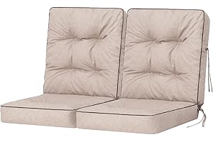 BJIRD Cuscino per Panchina - Cuscini Morbidi per Seduta e Schienale, Cuscino per panche da giardino a dondolo, Cuscino per panca altalena Hollywood - 100 cm (2 x 50 cm) - beige