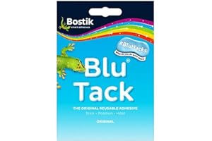 BLU TACK Original Bostik Reusable Sticky Blue Adhesive Home School Office Walls Hacks NO Marks Safe Craft Art Clean Handy, Alternative to Pins & Tape, DIY Strong (1 x Pack (Sample) BLU TACK)