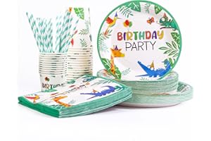AHPYEUHK Stoviglie Per Feste 125 Pezzi Piatti Carta Set,Piatti e Bicchieri per Feste di Compleanno,Piatti e Bicchieri Tovagliolo Cannuccia per Compleanno Baby Shower Matrimonio-25 Invités (verde)