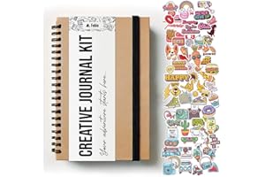 FEBIO Carnet scrapbooking A5 + sticker scrapbooking autocollant/scrap book, necessaire à dessin, carnet photo, kit dessin, album photo pour polaroid, livre dor anniversaire, cahier de note, album mariage