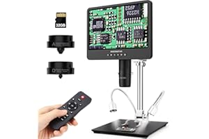 Andonstar AD249S-M 10,1-Zoll HDMI Digitales Mikroskop 2000x, 3 Objektive 2160P UHD-Videoaufzeichnung, Digital mikroskop, Lötmikroskop, biologisches Mikroskop-Kit mit 32G-Karte, Windows-kompatibel