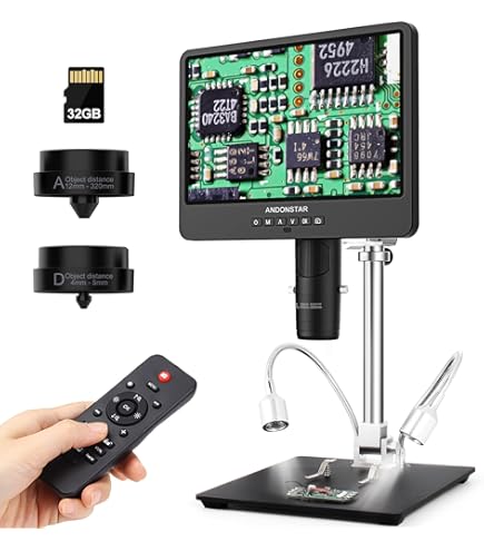 Support Universel Pour Microscope Numérique Max 21 - Bras Réglable Hauteur 53 Cm, Rotation 360° - Base Lourde Ou Pince