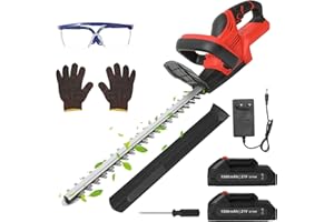 QAWNER Taille Haie Batterie, Taille-haie sans Fil 21V avec 7500mah Batterie et Chargeur, Double Lame, Distance de Lame de 15 mm, 22 Pouces Taille Haie Electrique Batterie pour Arbustes, Jardin (2 Batteries)