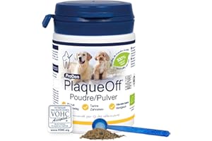ProDen PlaqueOff Poudre pour Chiens et Chats, Éliminateur de Tartre et Mauvais Souffle, Nettoyant Dentaire 100 % Naturel et Éliminateur de Plaque, 60 g