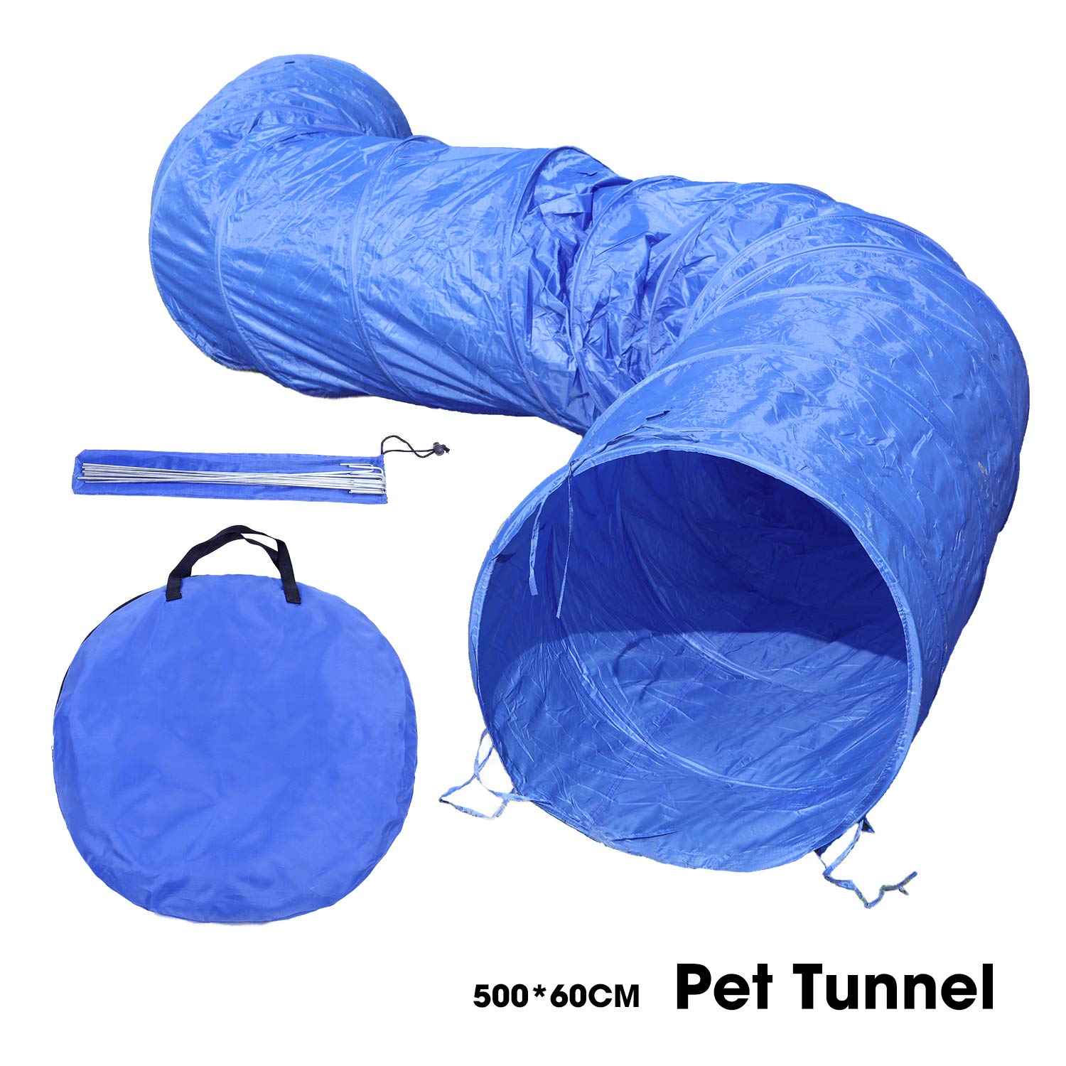 OHANA 5 Meters XL Large Dog Agility Tunnel, Dog Obstacle Equipment, Outdoor Dog Tunnel for