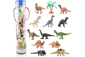 Jormftte Mini Dinosaur Toys, 12 Piece Dinosaurs Play Set, Mini Dinosaur Figures Plastic Toys Model Play Set, Realist Figures Cake Topper Party Decorations for Kids