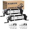 RIGIDON Pack Of 2 Headlights With 12 V Wiring Harness Kit, 4 Inch 48 W White Amber Spotlight For Car Off-road Tractor Truck 4x4 Motor, LED Fog Light