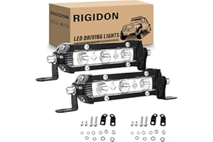 RIGIDON 2 x 13 cm 15 W auxiliary headlights, 12 V, 24 V, car headlight, off-road lighting, tractor, waterproof spot spotlight, LED work light bar for 4 x 4, SUV, UTV, ATV, truck, re