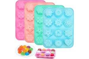 KINETICKRAFT 4 Pièces Moule à Savon, Moule Silicone DIY, Moule Silicone Fleur Convient, 3D Moule Silicone Savon Antiadhésif, Moule Bonbon Silicone pour Chocolat, Savon, Gâteaux, Cupcakes, Muffins, Bougies, Bonbons