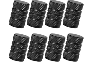 Grizef 8 Pcs Car Tire Valve Stem Dust Caps, Universal Aluminum Tire Valve Cap Screw-On with Rubber Ring for Cars, SUVs, Bicycles, Motorcycles, Trucks (Black)