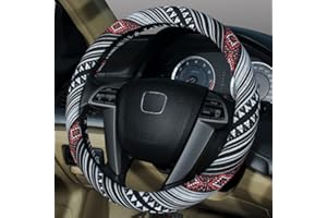 ISTN Cubierta de Volante de Estilo étnico Grueso de Lino para automóvil de 2018, Antideslizante y absorción de Sudor, Cubierta de Auto para automóvil (S,38cm)