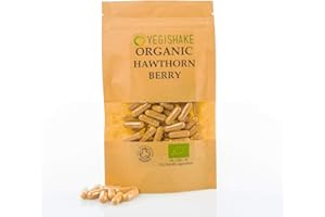 VEGISHAKE Organic Hawthorn Berry Fruit HPMC Capsules 840mg Powerful Polyphenols Weight Loss Antioxidants Vegan Halal Kosher (60 Capsules)