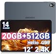 DOOGEE T20 Ultra Tablet 12 Pollici, 32GB RAM + 256GB ROM (2TB TF), 10800mAh, Helio G99 Octa-Core 2.2GHz Tablet Android 13, 2.4K Display, Tablet PC Dual SIM 4G LTE/5G WiFi/GMS/GPS/Widevine L1, Nero