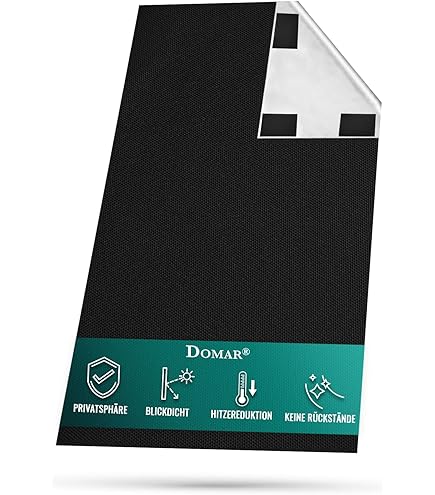 Verduisteringsstof per meter, 100% zonwering, verduisterende stof met thermische coating, ondoorzichtig, voor ramen, dakramen, caravans, black-out (200 x 145 cm, zwart