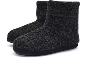 KuaiLu Kapcie Męskie Wełniane Pantofle Domowe Zimowe Ciepłe Oddychające Wysokie Bambosze Botki z Futerkiem Mężczyźni Miękkie Pluszowe Buty Obuwie do Wnętrz Antypoślizgowe Gumową Slippers