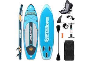 Welandfun Stand Up Paddle Board Gonflable，Planche de Sup en PVC Construction Ultra Robusteavec Accessoires pour Planche de Surf | Longueur 13 Pieds | pour Adultes/Enfants