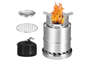 GXPJYCFOB PoêLe à Bois De Camping Pliable En Acier Inoxydable Avec Filet De Barbecue à Bol D'Alcool Pour La RandonnéE