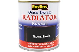 RUSTINS Quick Drying Radiator Enamel Satin - Black 250ml – Durable, Long-Lasting Finish for Radiators That Stands the Test of Time