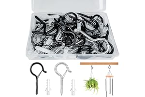 YOUNGSAY 40 viti a gancio con fusibile, gancio a vite con scatola portaoggetti, gancio a vite in acciaio inox con fibbia di sicurezza, per appendere cesti e lanterne (2 colori)