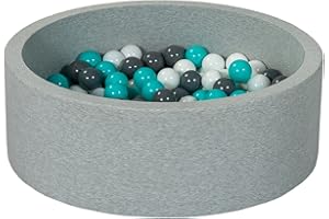 Velinda Piscina Infantil para niños de Bolas Pelotas 200 Piezas (Colores de Bolas: Blanco,Gris,Turquesa)