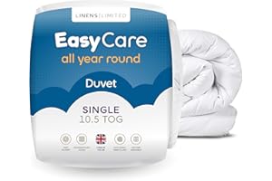 Linens Limited Single Duvet 10.5 Tog, Easy Care, All Year Round Quilt, Soft and Comfy, Polypropylene Hollowfibre, Machine Washable (White)