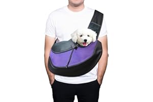 Unaikoo Pet Bag Pet Sling Carrier - Puppy Shoulder Carry Bag - Hands Free Mesh Front Dog Carrier Tote Bag - for Small Cats and Dogs - with Adjustable Shoulder Strap for Walking/Travel - Purple