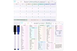 Gosknor Baby First Foods Tracker Kylskåpsmagnet, 30x20cm 2st Magnetisk Checklista för Babymat och Daglig Matlogg Måltidsplane