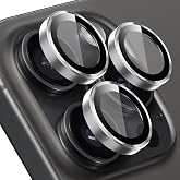 BUFF LABS Buff iPhone 15 Pro Max / 15 Pro Screen Protector 9H Sapphire Glass Camera Metal Lens Protector (Silver)